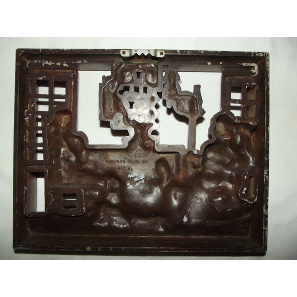 3 Burwood Vtg Wall Art Hanging Plaque 3D MCM Reading Time Hearth Spinning Wheel - Picture 10 of 16